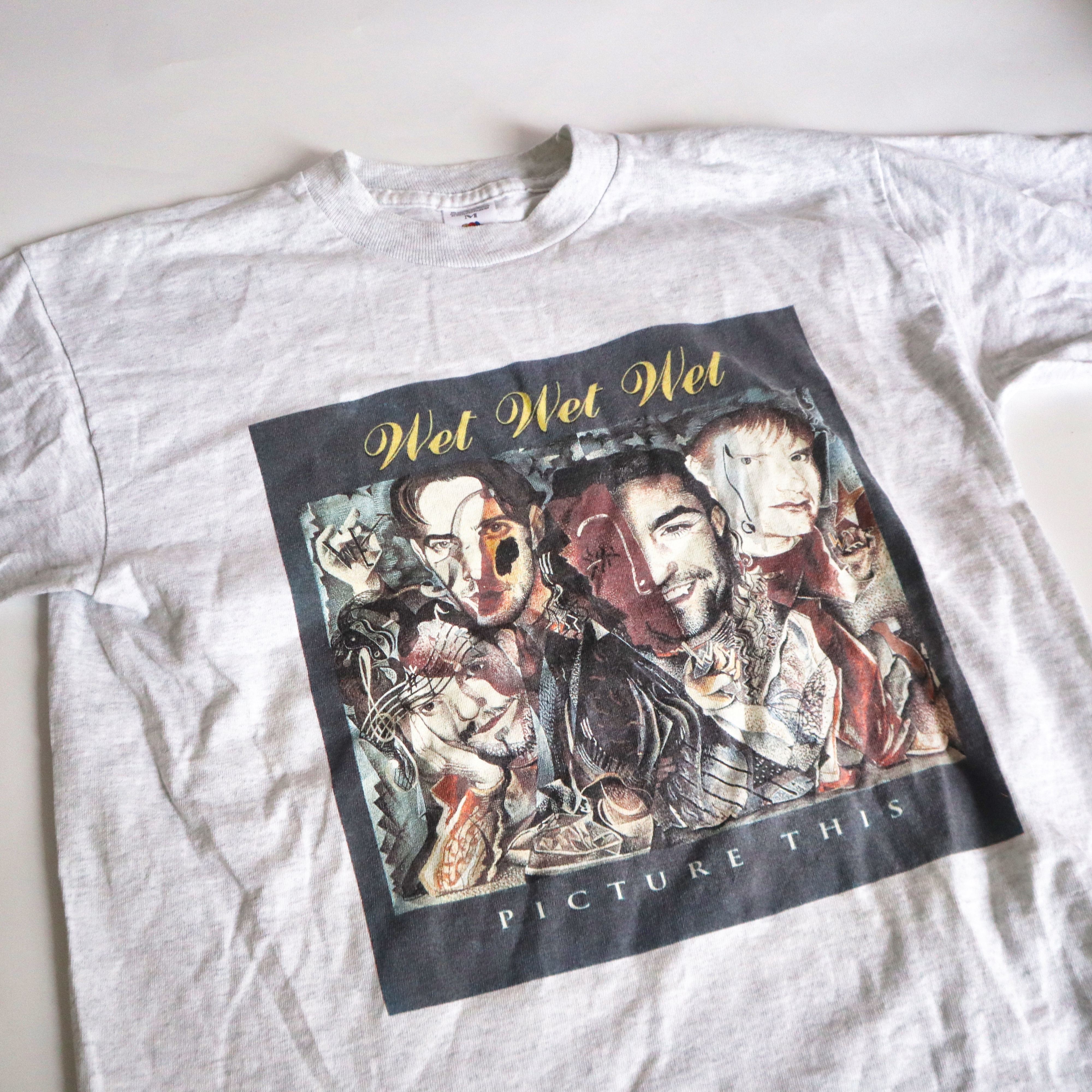 Vintage 90s Wet Wet Wet Band Tee Gray Rock Graphic L
